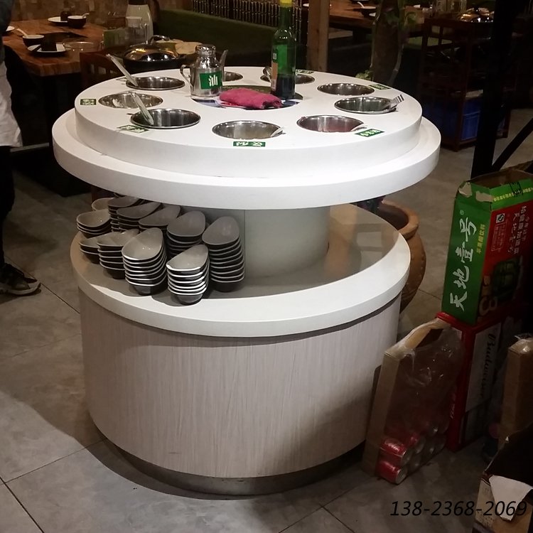 火鍋醬料臺，圓形調(diào)料臺，大理石醬料臺